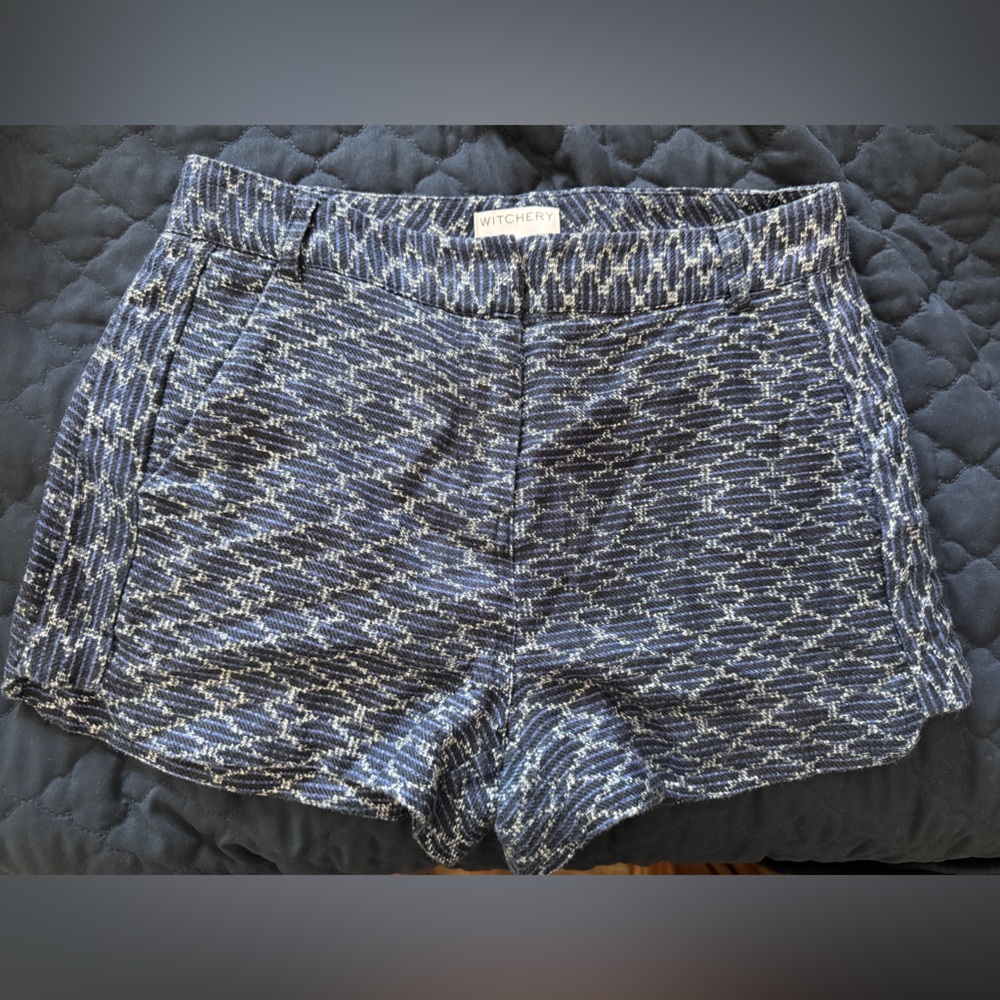 Witchery Ramie& Linen Blue and White Shorts